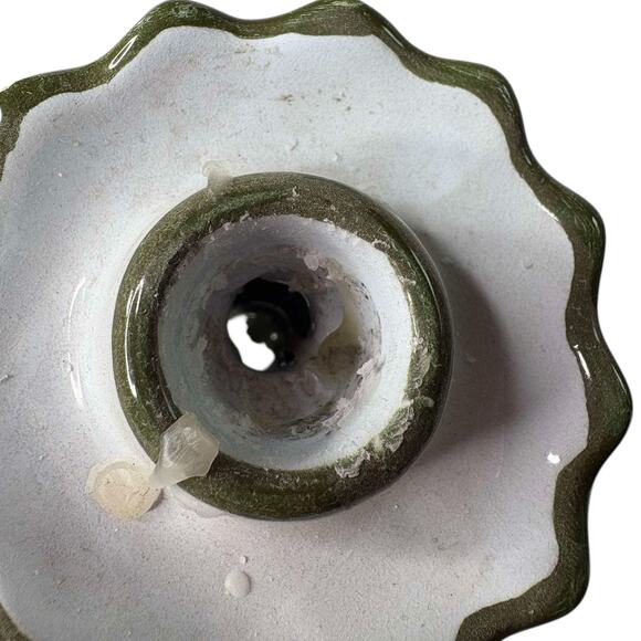 Vintage Hand Painted Italian Faience Candlesticks Floral Majolica Repaired As Is - Picture 8 of 16